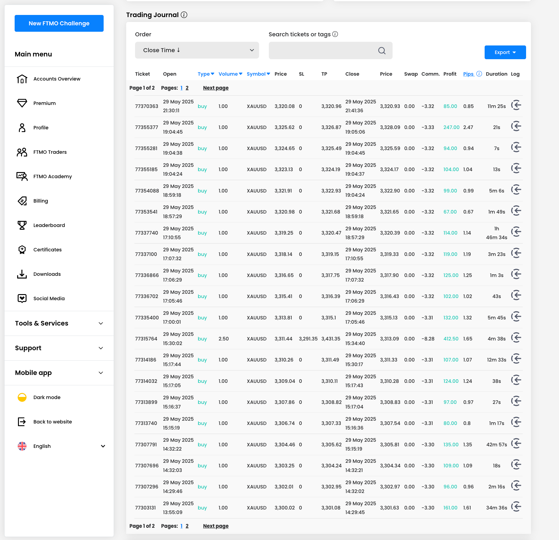 ⚡ Atom Signals FTMO プロップチャレンジ XAUUSD アルゴリズム